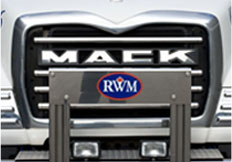 A Mack truck grille with RWM logo
